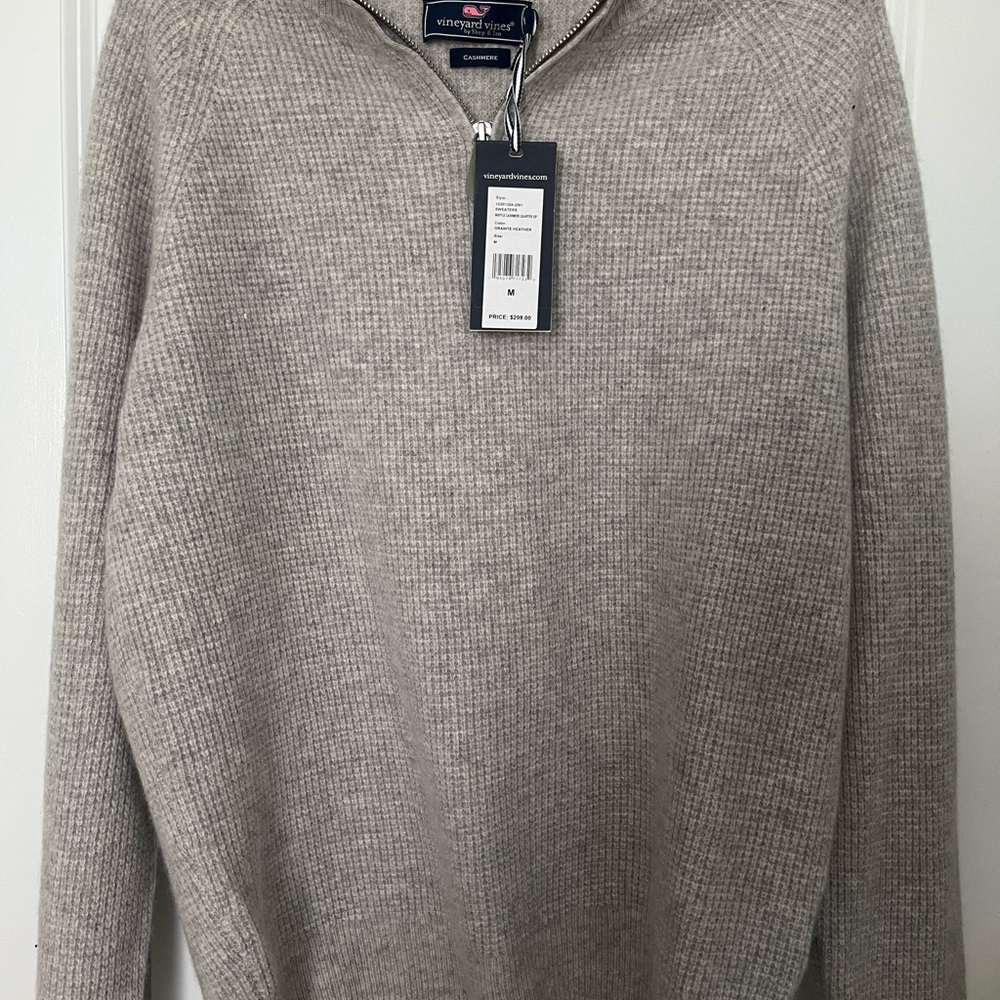 NWT Vineyard Vines Men's Gray Zip-Up Sweater 100% cashmere